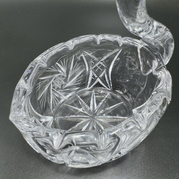 Bohemia Czech Clear Crystal Glass Swan Pinwheel Glass Dish Bowl Duck Bird VTG - Picture 8 of 12